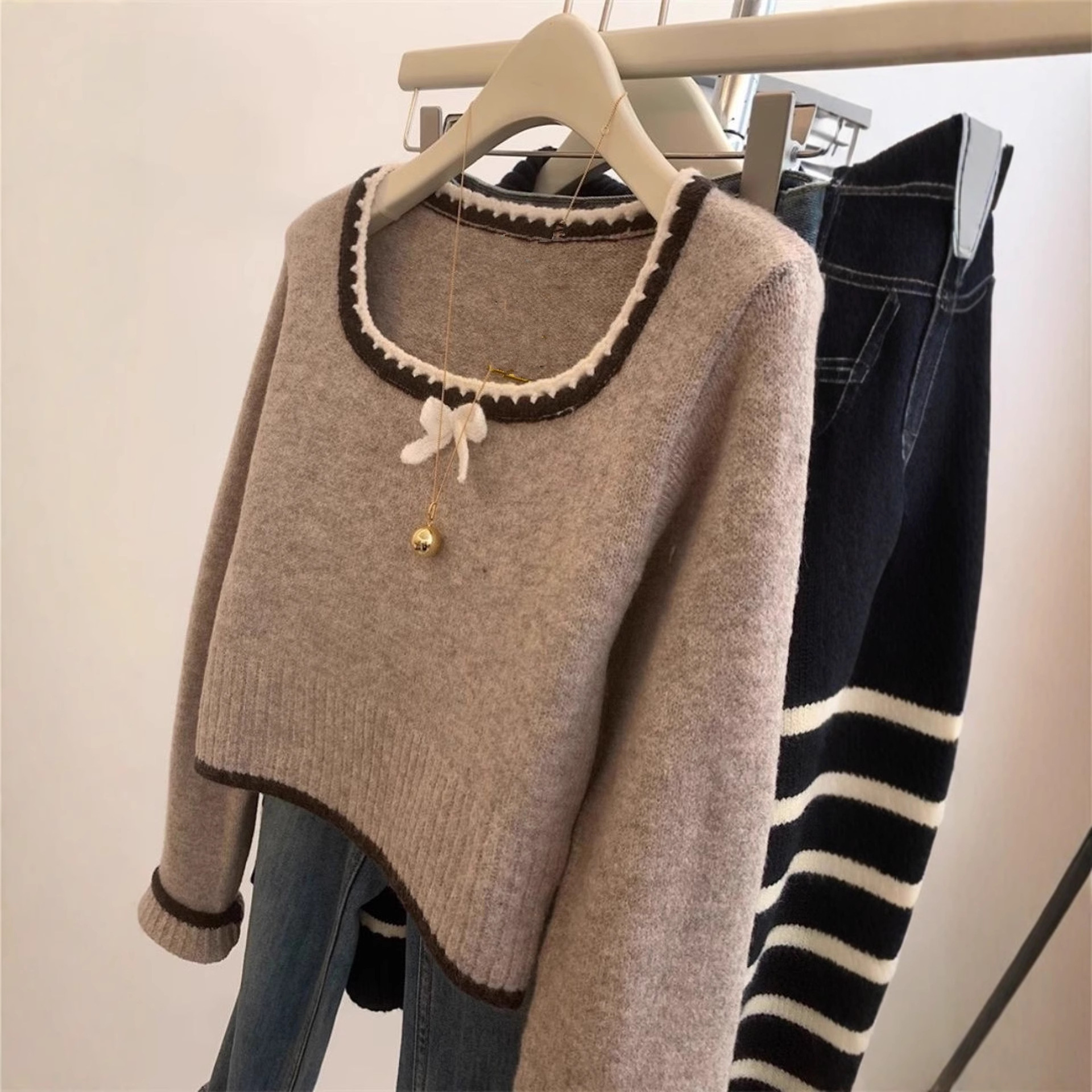 毛衣/打底衫高领/打底针织毛衣/毛衣女宽松韩版/羊绒衫细节图