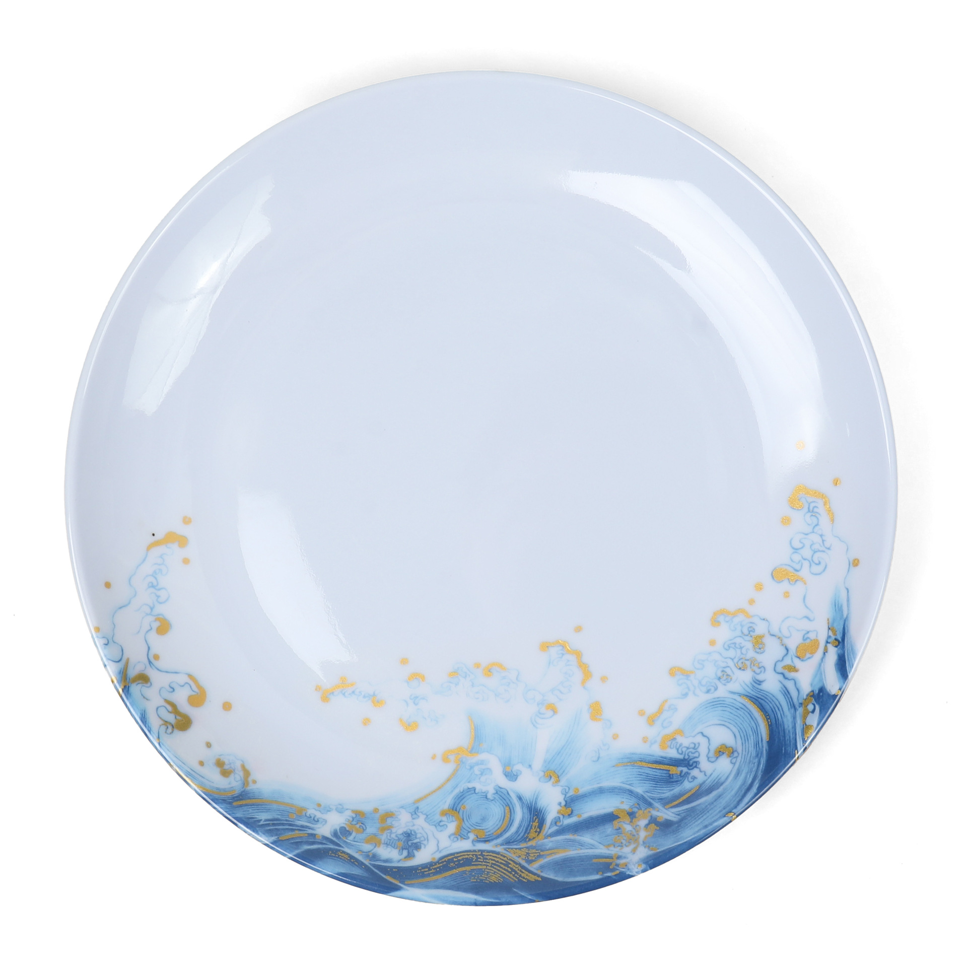 Melamine tableware for foreign trade, porcelain-like home dining tables, bone-spitting plates, dried fruit candy plates, round plates, hotel and restaurant plates Specification drawing