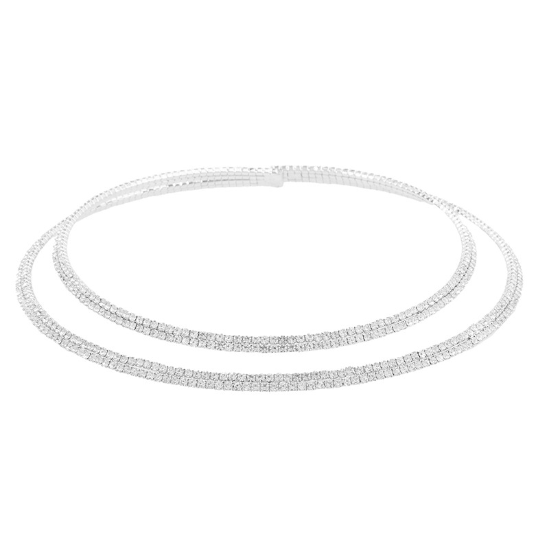 Cross-border high-end full-diamond sparkling necklaces from Europe and America, multi-row hollowed-out rhinestone choker, innovative, trendy, luxurious, elastic and personalized choker Application Scenario