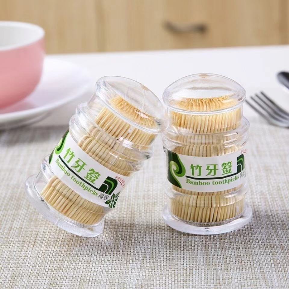 Home hotel toothpick box, toothpick tube, eco-friendly bamboo toothpick bottle, creative pagoda, transparent tube, double-headed bamboo toothpicks details Picture