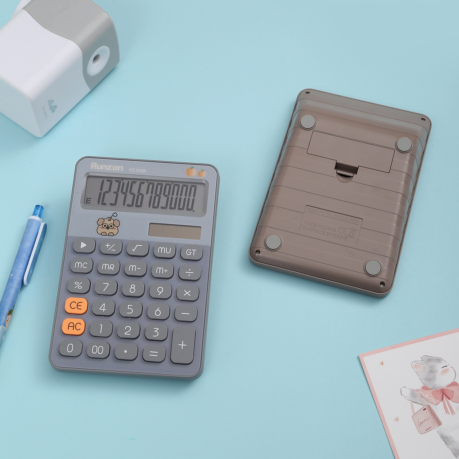 RZ-825B simple calculator, accounting and financial calculator, high appearance level, solar-powered office computing, UV mapping details Picture