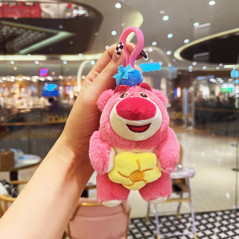 Cute strawberry bear plush pendants, keychains, backpack decorations, gifts, claw machines, doll figurines wholesale Specification image