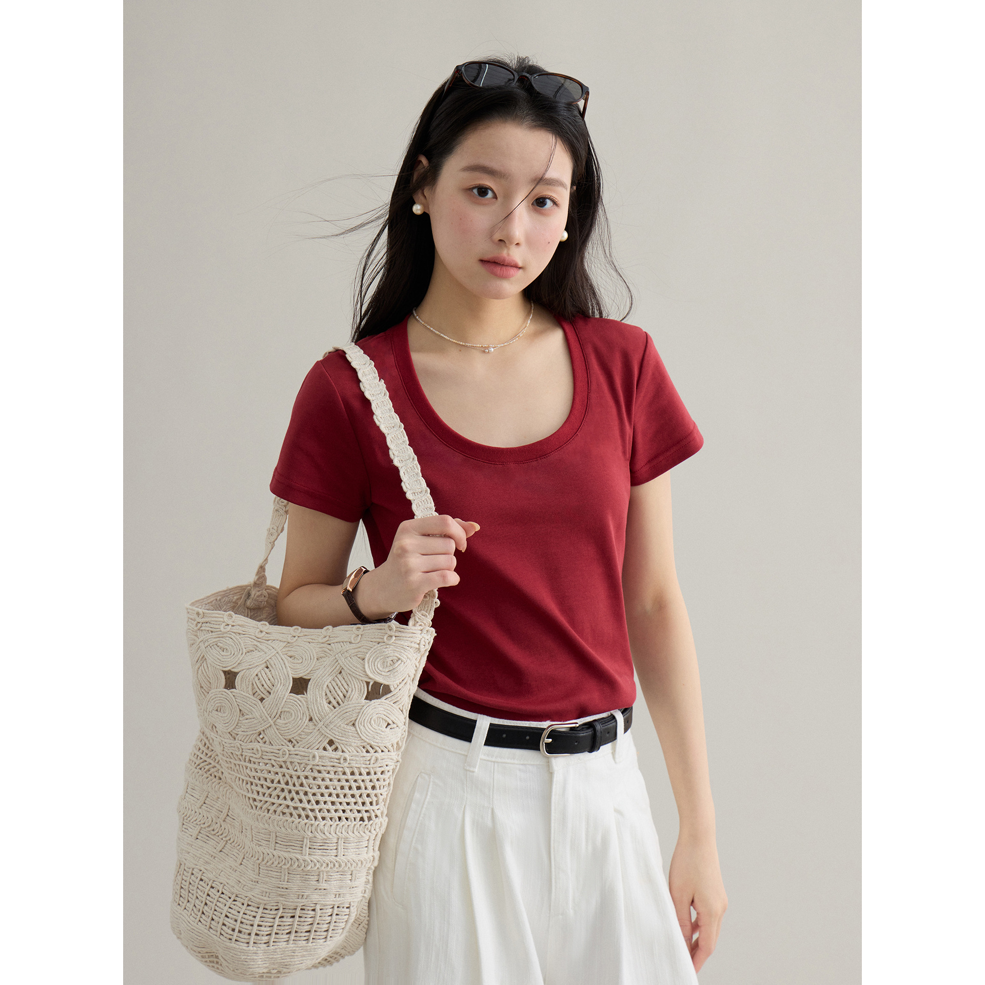 【 Blockbuster B: Super Comfortable Double-collar T-shirt with Upgraded Fabric 】 Spring short-sleeved T-shirt Specification image