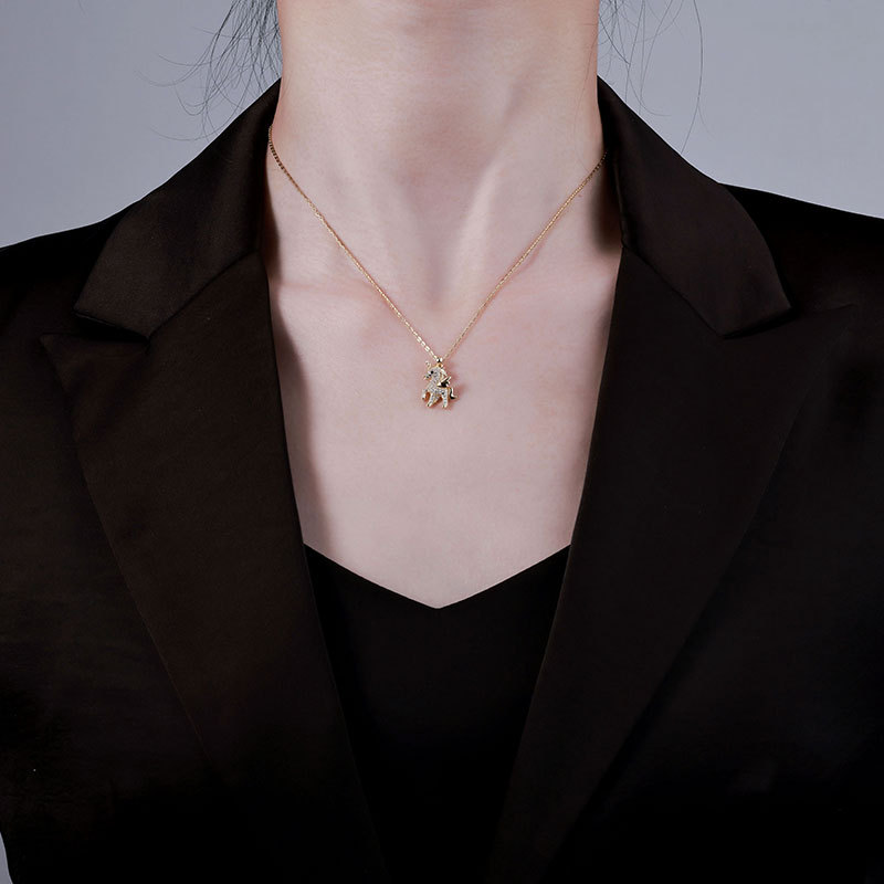 Zhuoheng Select Pure Silver Jewelry - Deer with You 925 Silver Necklace, Starry Sky Unicorn Pendant Necklace, Unrestrained Imagination Specification image