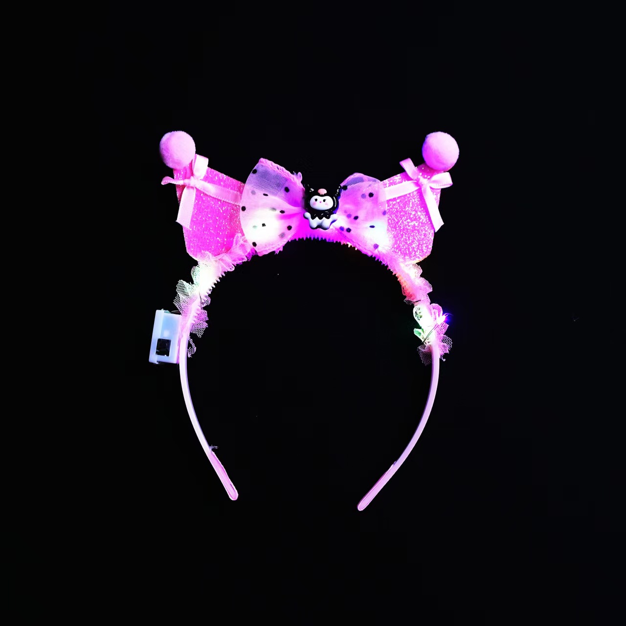 Wholesale of new glittering crown Kulomi headband, princess, cute lace ears, bow headband and luminous headwear Application Scenario