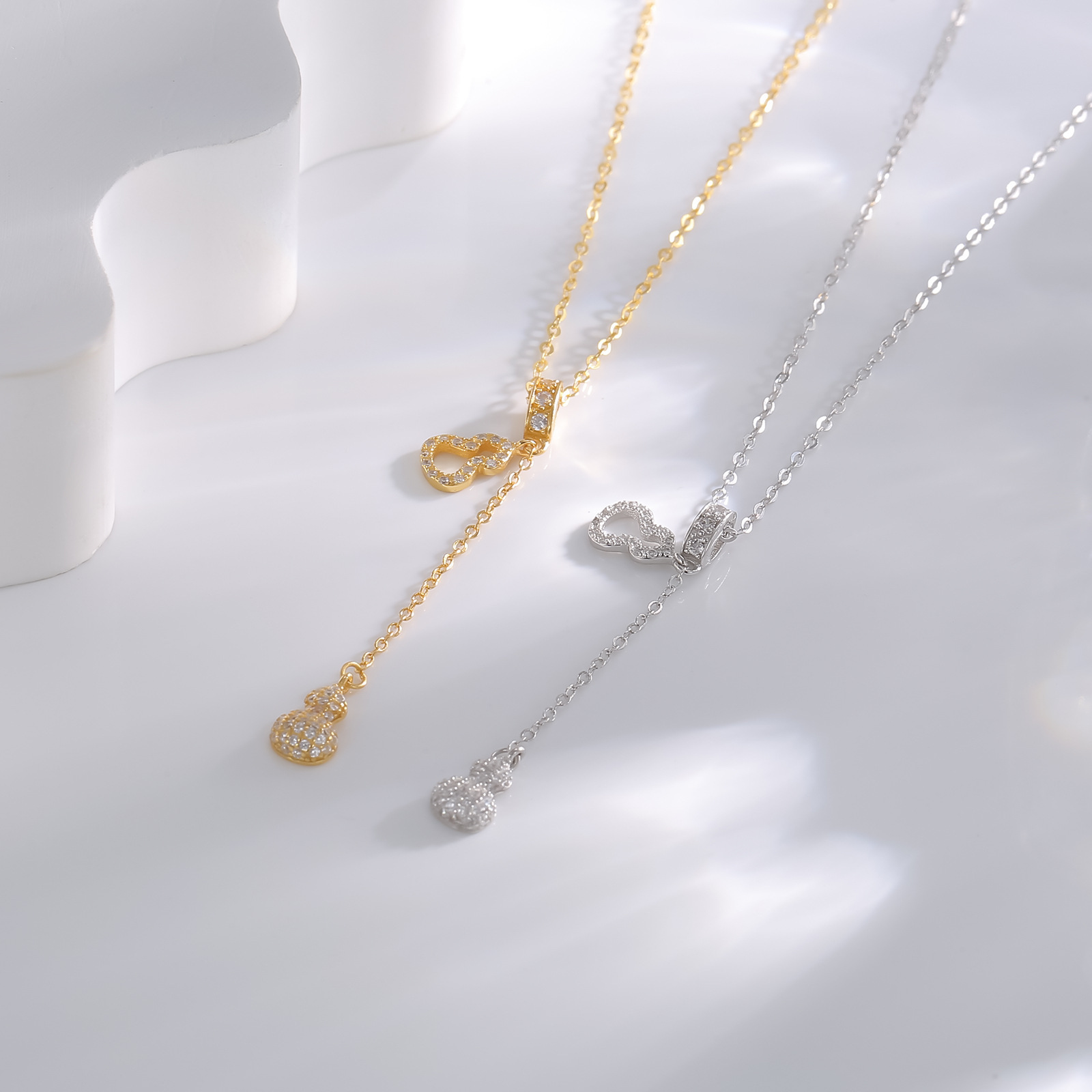 S925 sterling silver tassel golden gourd pendant Girls' necklace with a high-end design, available in a niche and light luxury live stream details Picture