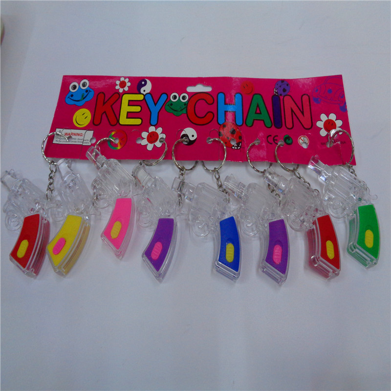 Yiwu children's toys new mini luminous gift LED keychain night light hanging card 001 gun manufacturer wholesale details Picture