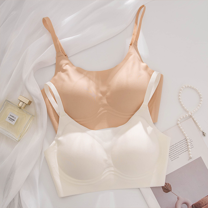 Silk seamless underwear, women's small breasts, anti-sagging, lace-pulling bra, summer thin white T-shirt, not even transparent, invisible Specification image