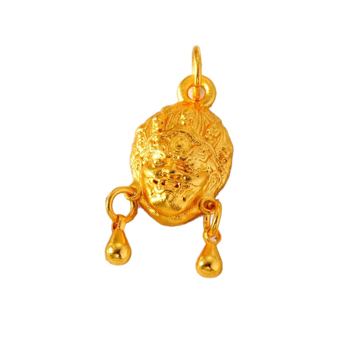 New ancient-style sand gold Zakiram Yellow God of Wealth six-character Mantra pendant, Chinese-style bracelet necklace DIY accessory matching Item Picture