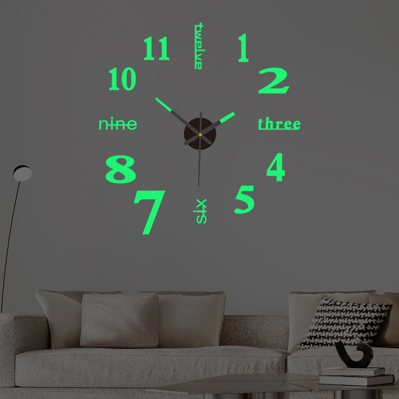 Simple, hole-free, creative diy wall clock, personalized living room and bedroom clock, silent digital clock, decorative wall clock Specification image