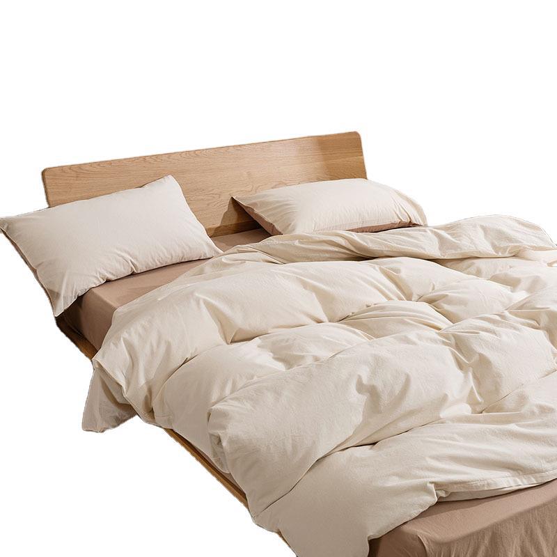 厂家直销水洗全棉四件套简约民宿床上用品家纺纯棉被套床笠三件套详情6