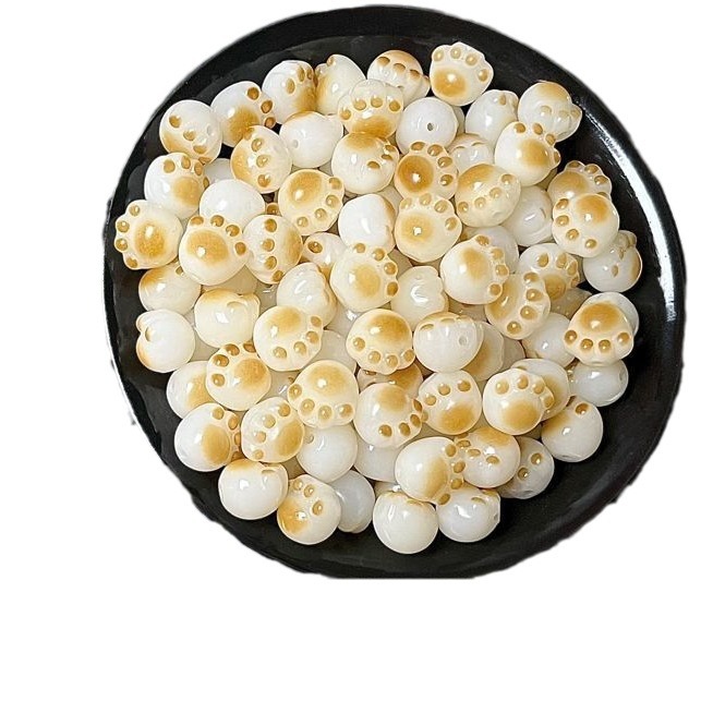 天然菩提手串雕刻猫爪散珠单颗DIY文玩佛珠厂家直销饰品配件批发白底实物图