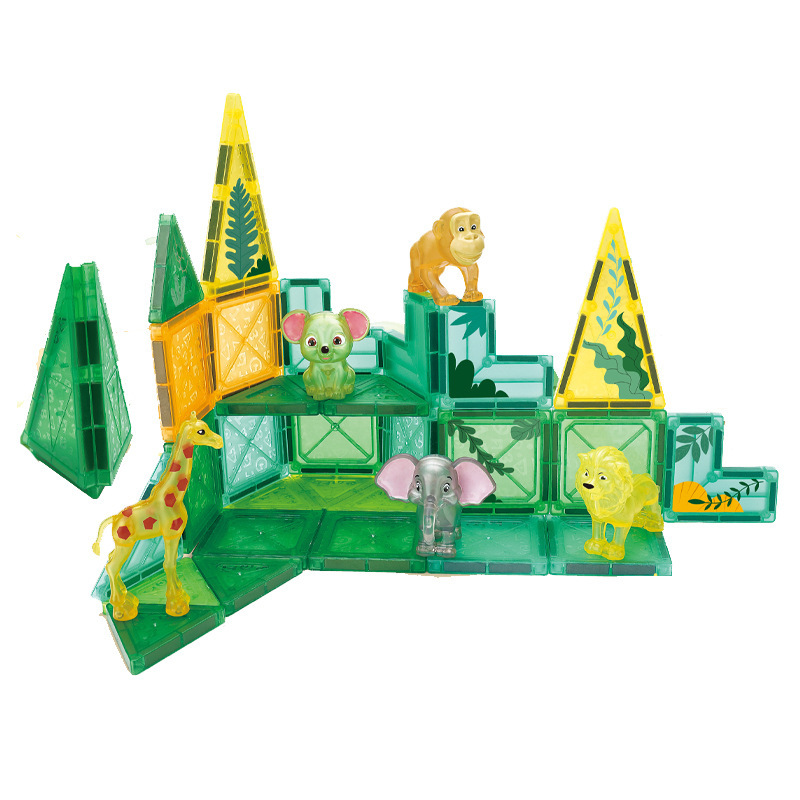 Cross-border best-selling children's magnetic sheet forest animal theme DIY building set factory direct sales Item Picture