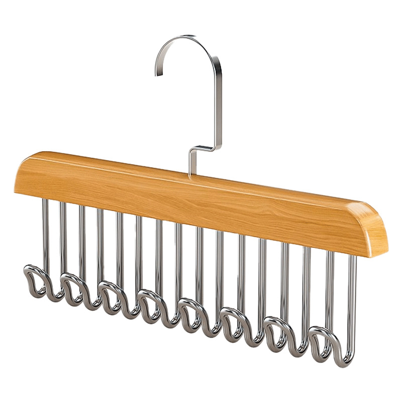 吊带衣架多功能内衣收纳宿舍实木挂钩波浪晾衣架折叠多用加厚实木