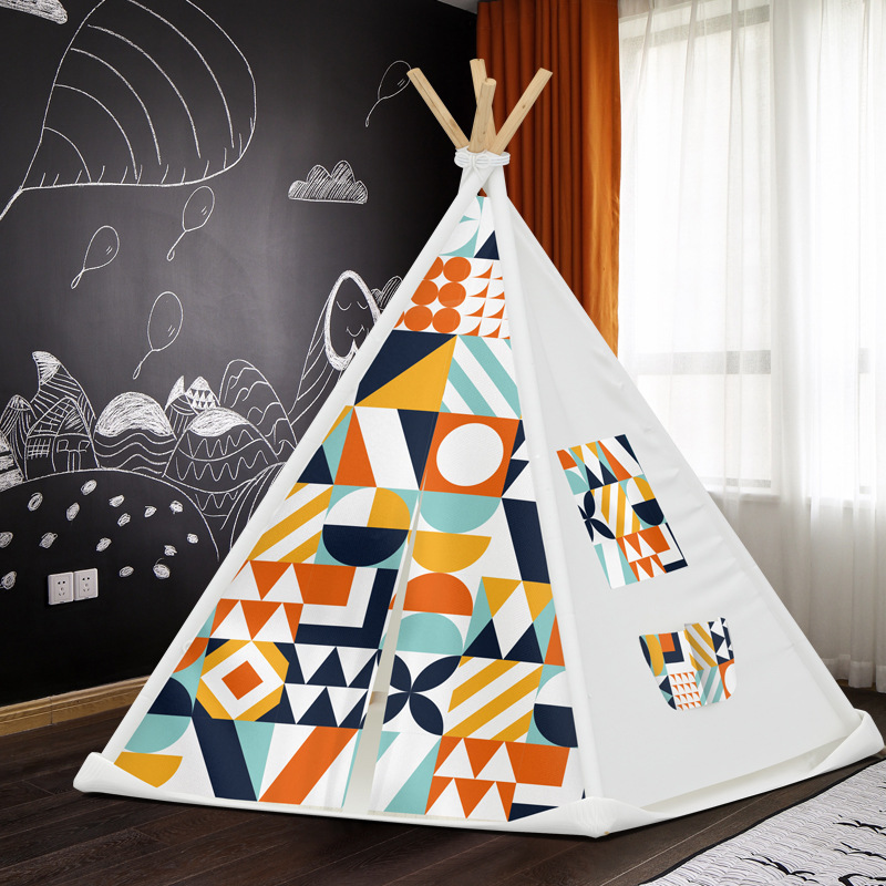 跨境批发印第安儿童帐篷室内外游戏屋过家家可折叠棉布帐篷男女孩细节图