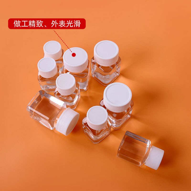 30ml, 50ml square plastic bottles, transparent PET bottles with caps, wide-mouth bottles, small bottles, portioned bottles, samples, small samples, empty bottles details Picture