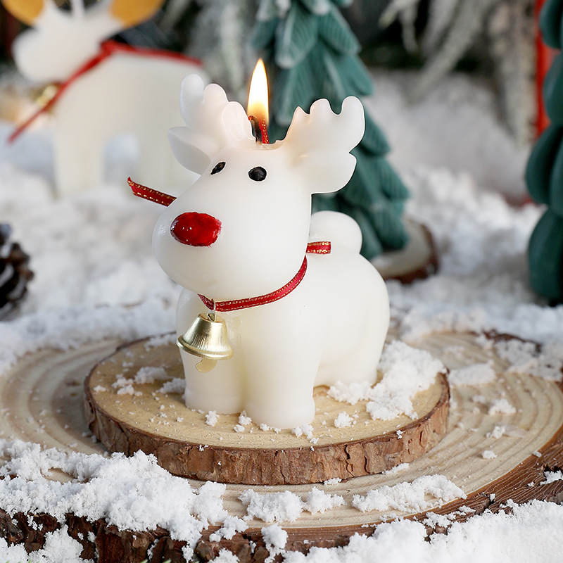 创意驯鹿香薰蜡烛 圣诞节装扮白色麋鹿蜡烛伴手礼盒送闺蜜礼物产品图