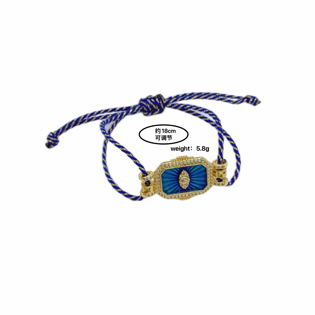 A popular and fashionable, simple and colorful rope Devil's Eye tarot card hand bracelet with lucky beads in Europe and America Specification drawing