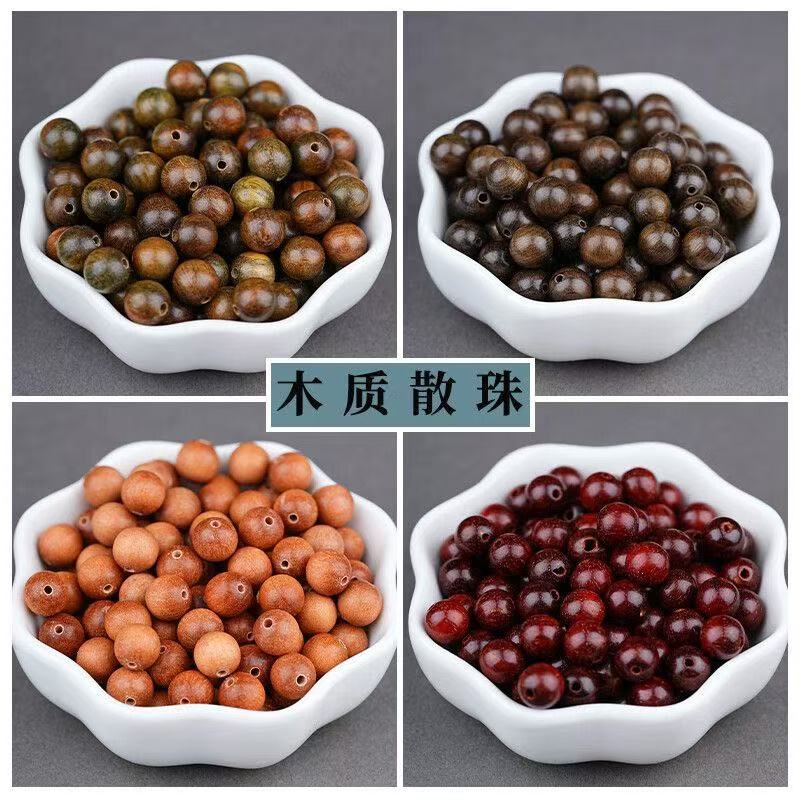 diy green sandalwood loose beads, old mountain sandalwood bracelet and string accessories, 6mm and 8mm small beads wholesale loose batch Buddhist beads details Picture
