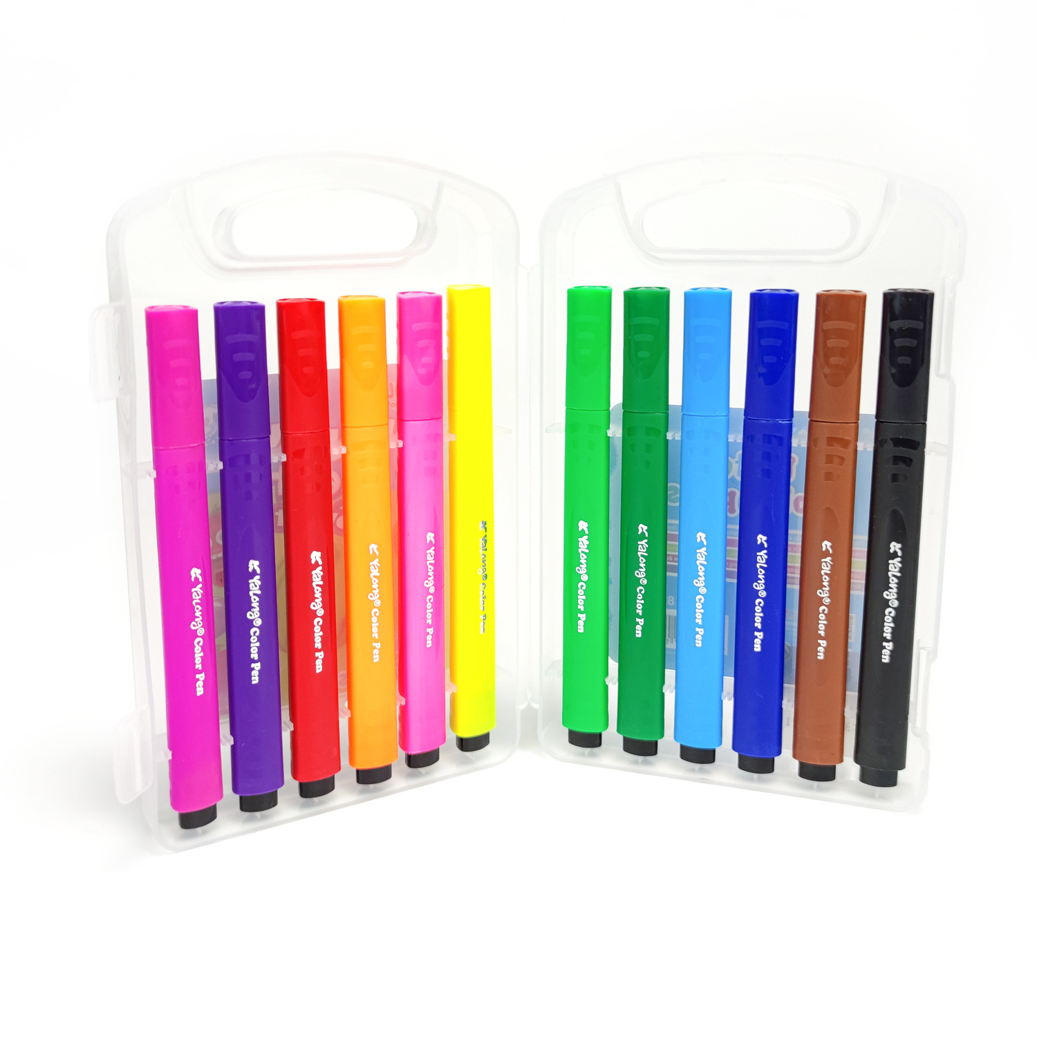 Yalong Cross-border Bestseller 12-color fruit-scented marker pens, durable pens, triangular handle artistic watercolor pens, marker pens Specification image