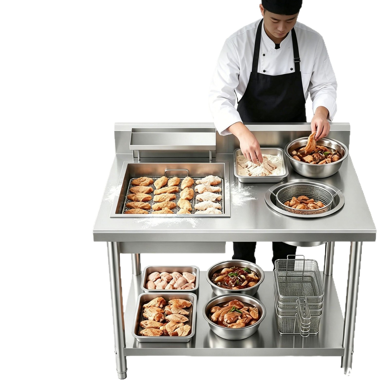 不锈钢桌子白底实物图