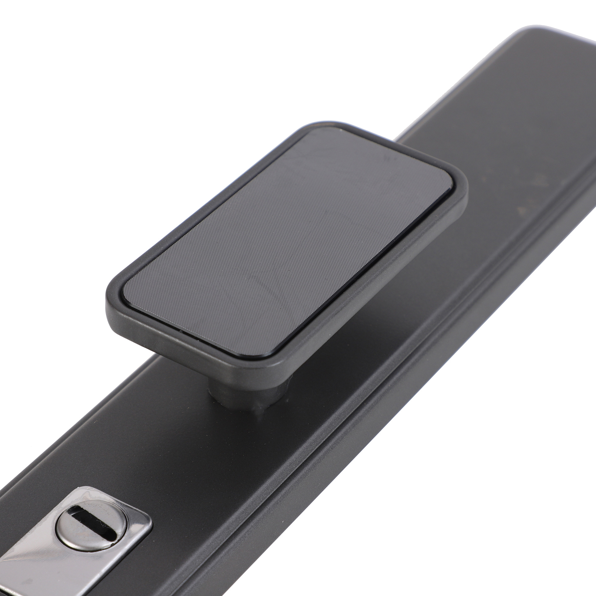 家用通用型防盗门把手铁面板铝合金把手亚克力可调节机械执手门锁产品图