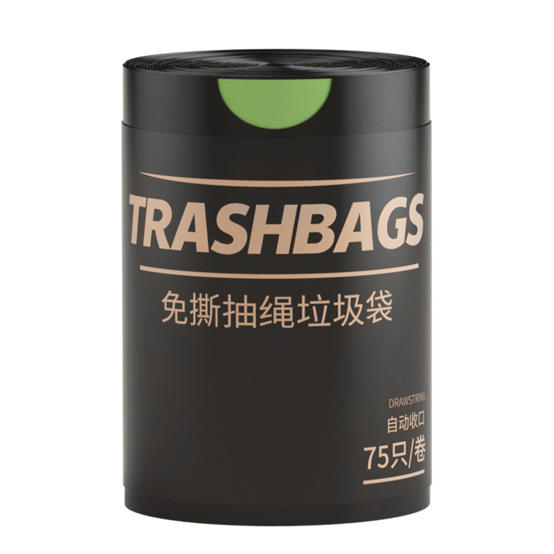 Oukais tear-free drawstring garbage bag, thickened portable kitchen and bathroom black large cleaning bag for household use Item Picture