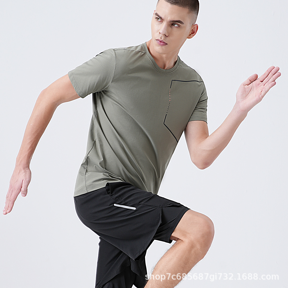 Casual stretch short-sleeved T-shirt for men, new summer style ice silk breathable youth sports top, versatile knitted sweater Specification image