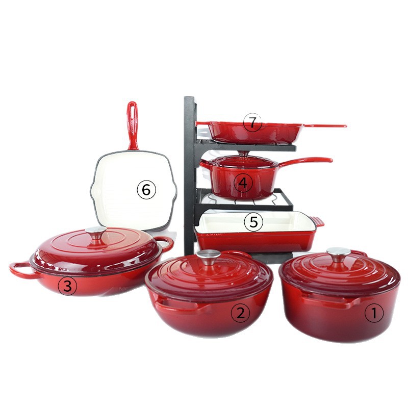 不锈钢套锅/套锅/cookware/珐琅锅多件套/mgc白底实物图