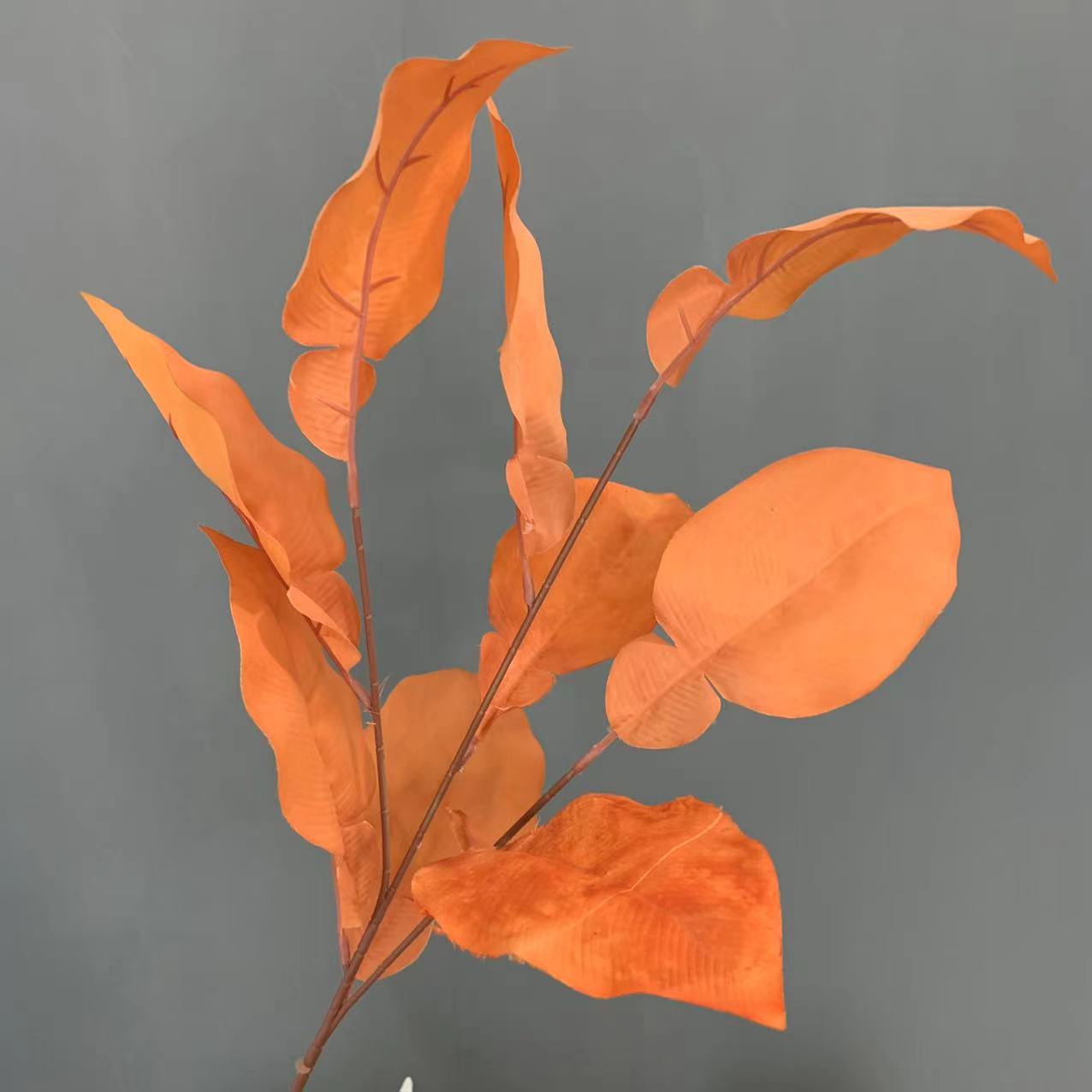 仿真3叉柚子叶婚礼家居装饰布置彩色马蹄叶子道具假花摆件批发产品图