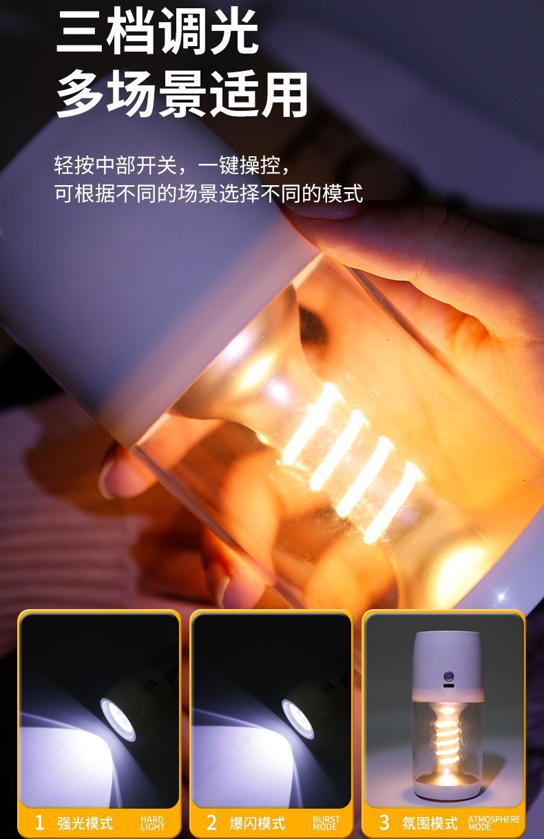 New flexible filament outdoor camping flashlight lighting portable lamp, camping lamp, street stall lighting lamp, camping lamp Specification image