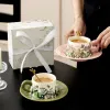 Retro French ceramic cups and plates, high-end wind chime flower coffee cup set, afternoon tea girls' drinking water cup as a souvenir Specification image