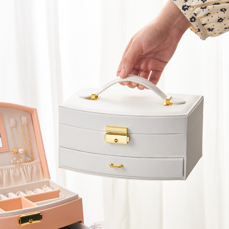 Multi-layer lockable jewelry box, accessory storage box, princess and children's jewelry box, earrings and accessories drawer-type storage box Application Scenario