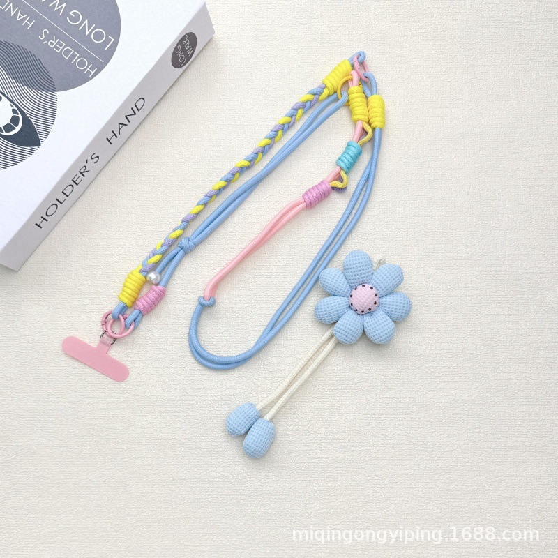The ins creative flower phone lanyard is a long, crossbody, multi-functional, color-blocking, suitable for carrying outdoor cameras and is sturdy