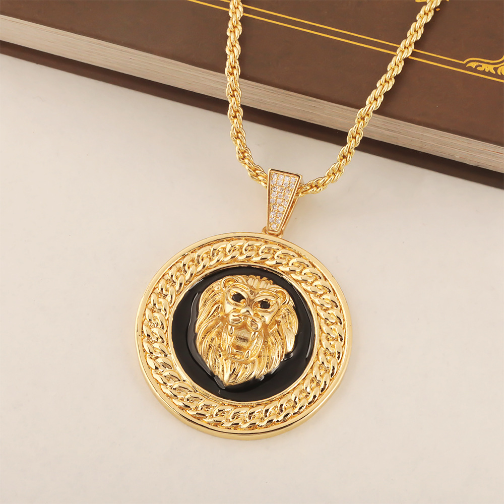 Cross-border best-selling exaggerated and fashionable animal design sense pendant oil drip niche lion design wholesale supply details Picture