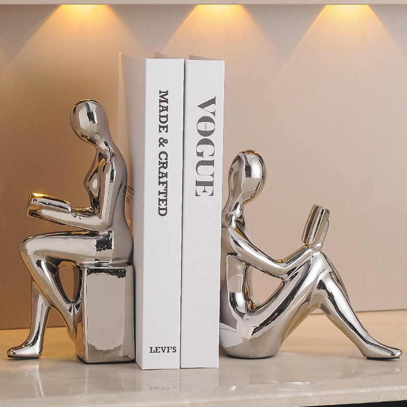 Light luxury ornaments, high-end modern bookends, figure ornaments, home living room, TV, wine cabinet, office and study decorations details Picture
