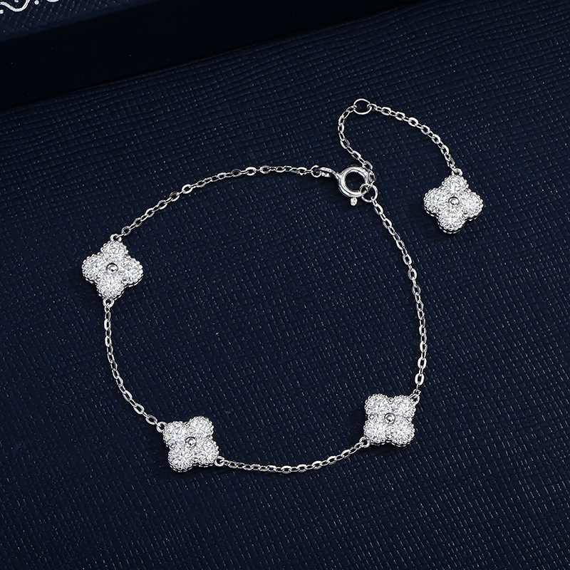 Zhuoheng Carefully selected silver flower bracelet, sand gold crystal bracelet and bracelet, women's fashionable, simple and versatile accessory gift details Picture