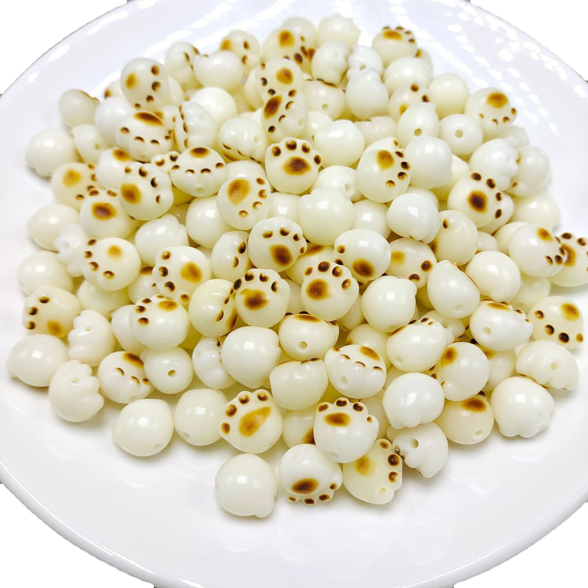 Natural Bodhi root carvings, charcoal-burned cat PAWS, cat scattered beads, single cat paw Bodhi root bracelet, cultural and artistic accessories Item Picture