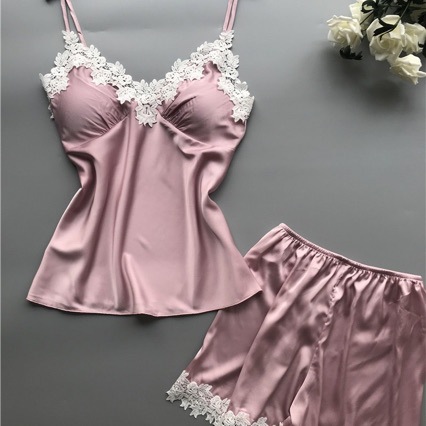 源头工厂欧美跨境家居服爆款休闲套装 时尚舒适蕾丝花边女士睡衣