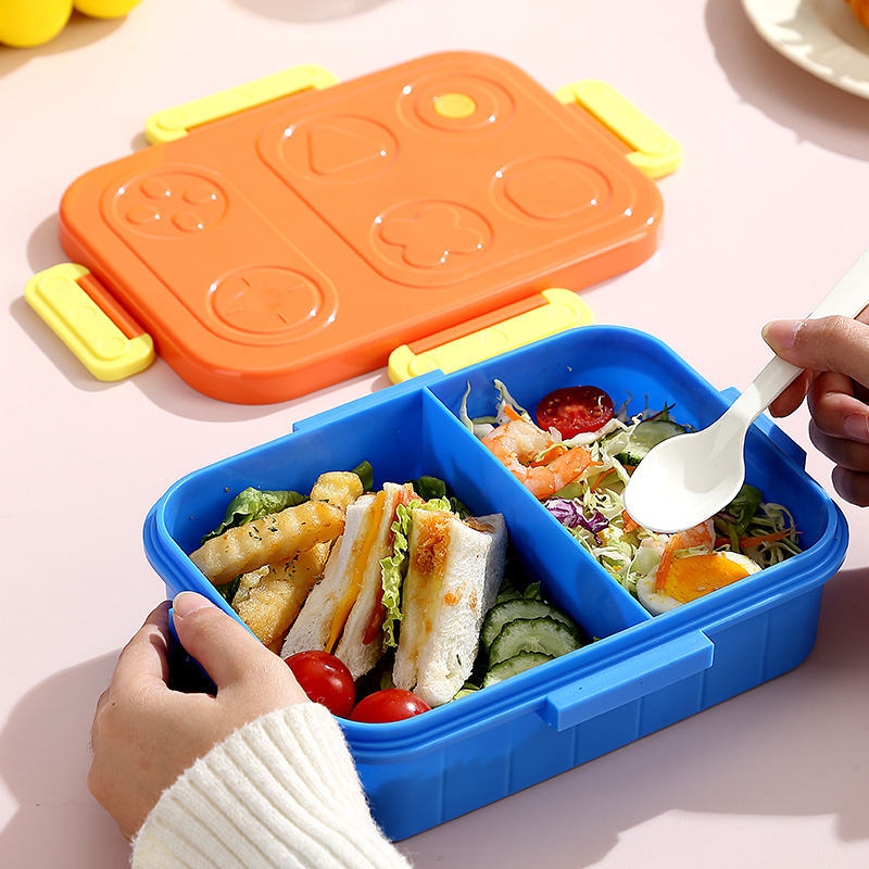 The grid microwave-safe lunch box, the compartment-sealed snack box, and the children's building block convenient large-capacity lunch box Specification image