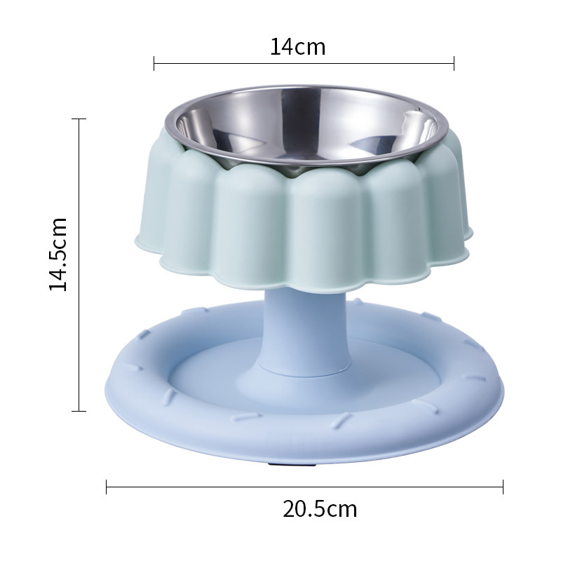 Pet stainless steel anti-knock cat food plate, high rack bowl, pet birthday bowl, dog rice bowl, detachable and easy to clean Item Picture