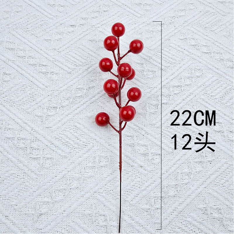 Red fruit artificial flowers, money fruit, Holly fruit, Christmas wreath, flower arrangement, berry decoration, 12 red fruit artificial flowers details Picture