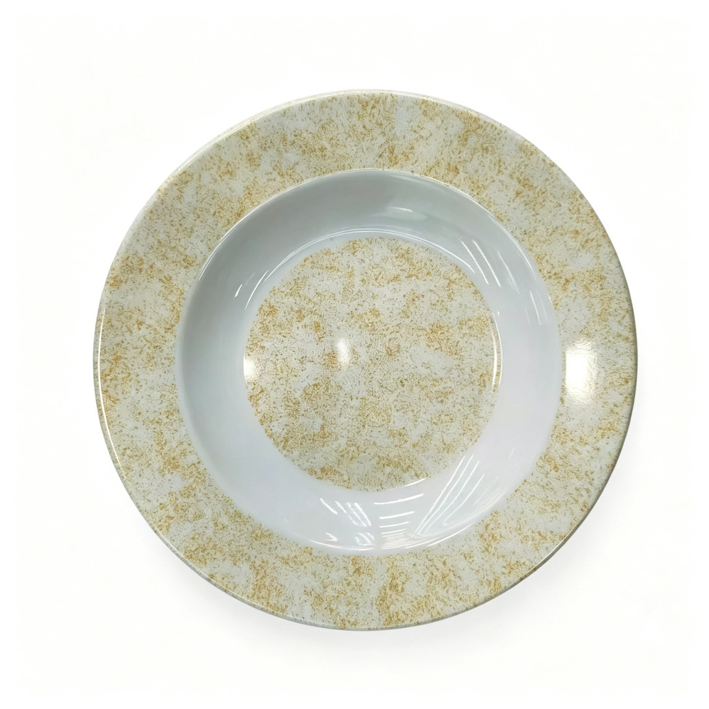 Direct sales from an export-oriented manufacturer of light brown textured melamine dinner plates in commercial stock. Durable and wear-resistant round melamine products details Picture