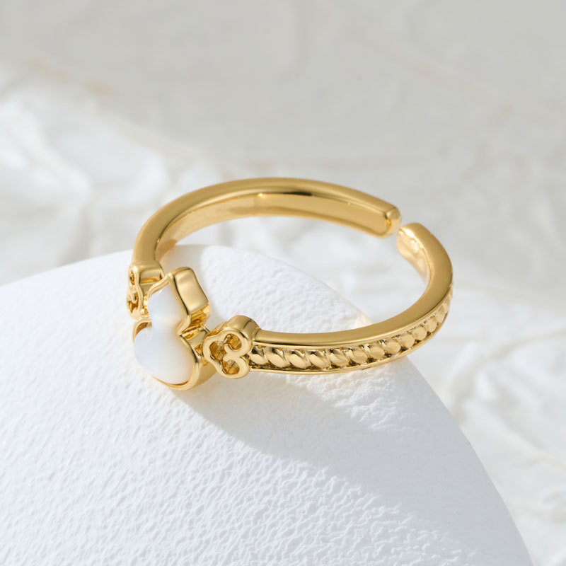 Fulu shuang todo natural calabaza de abaya anillo abierto aleación de cobre chapado de oro real premium sentido ajustable anillo de dedo índice Application Scenario