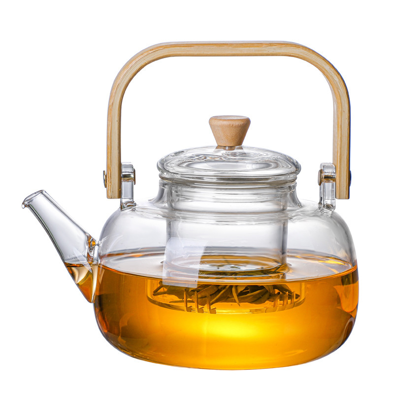 Heat-resistant tea boiling high borosilicate glass dual-purpose steaming and boiling teapot with a handle, transparent office heating, boiling water and health-preserving boiling teapot Item Picture