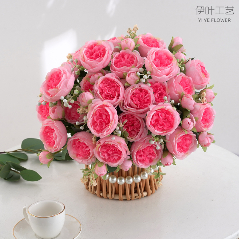 9色 仿真花春色牡丹 芍药玫瑰花家居摆件婚庆手捧花路引桌面装饰详情图3