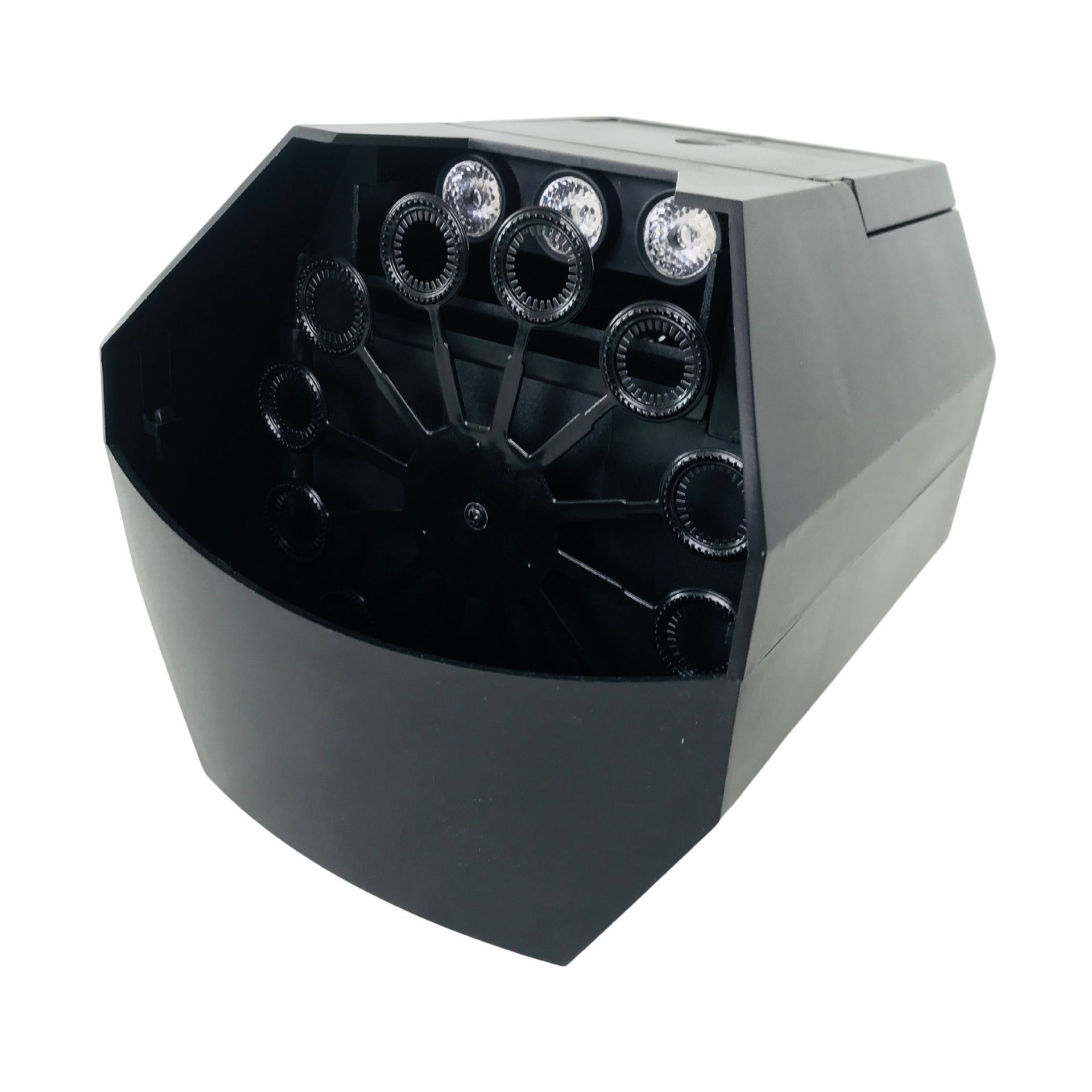Hot-selling new model of hexagonal private mold bubble machine from the manufacturer, led portable model with 3 light strips and batteries, large-scale wedding events, concert opening ceremonies, atmosphere rendering, outdoor stage with light bubble machine Item Picture