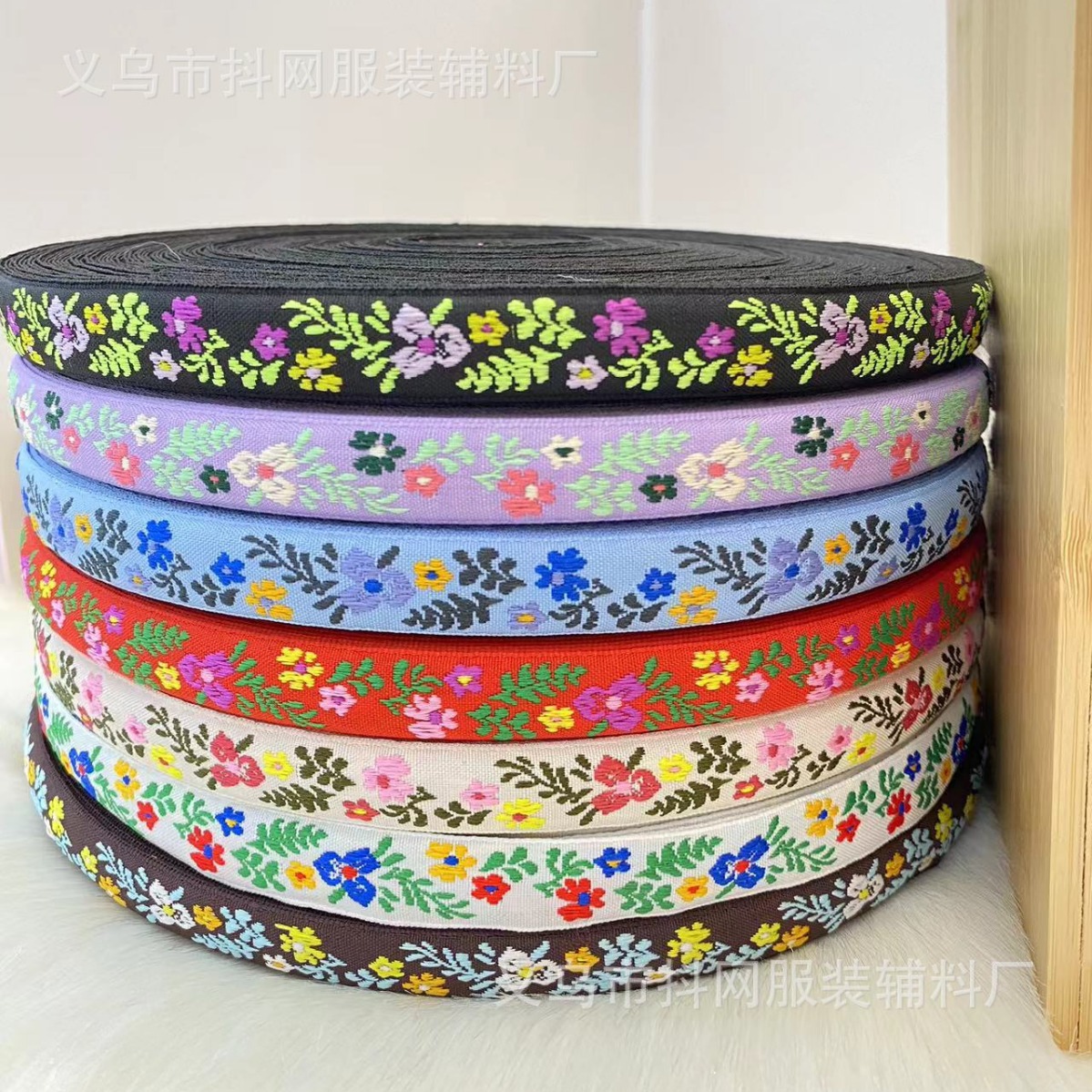 2cm floral jacquard embroidery webbing, hair accessories, headwear, performance costume accessories, gift box packaging tape