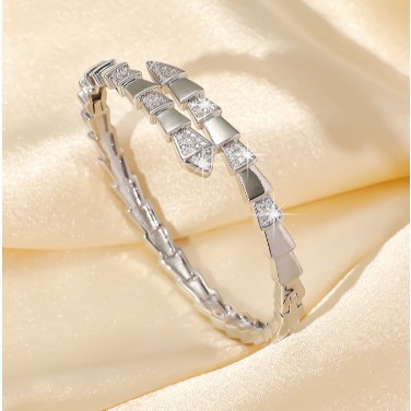 High-end light luxury full diamond snake bone bracelet, spring smooth body, elastic snake-shaped opening couple diamond-encrusted bracelet, copper micro-encrusted bracelet Application Scenario