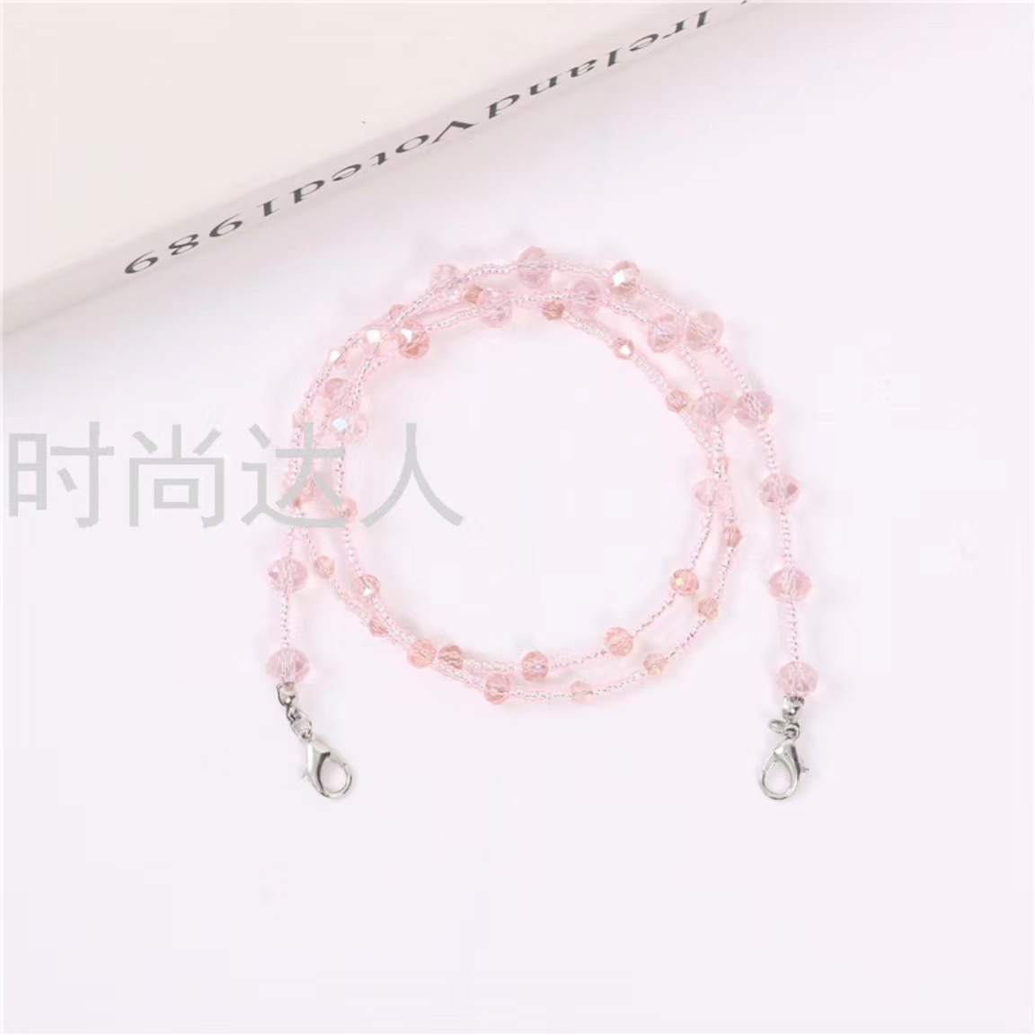 Colorful beaded mask string anti-loss chain, Korean retro crystal beaded glasses decoration necklace, colorful handcrafted high-end chain details Picture